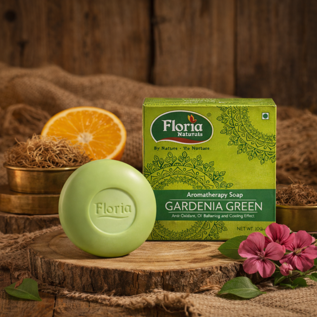 Gardenia Green aromatherapy soap by Floria Naturals, photo
