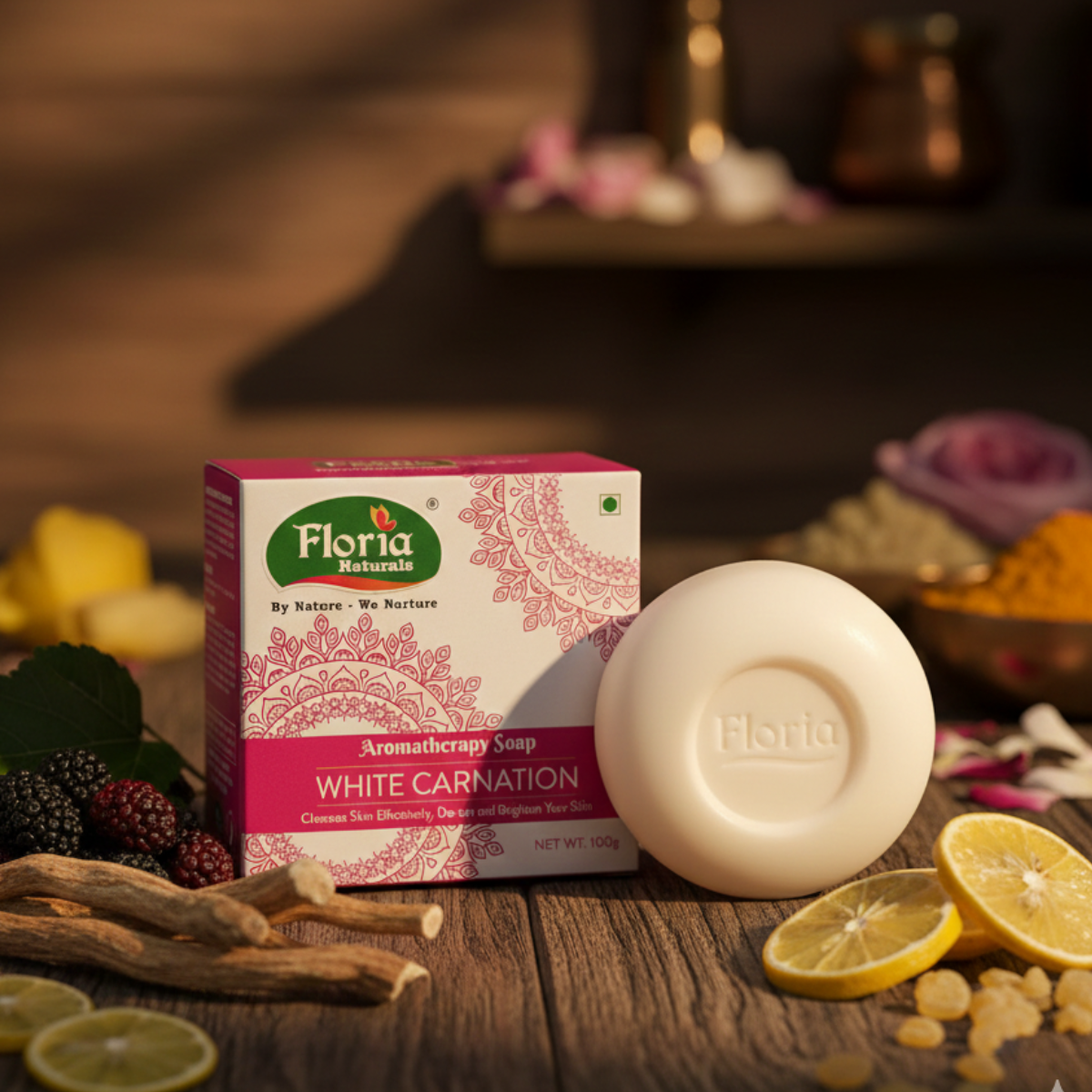 White Carnation aromatherapy soap by Floria Naturals, photo
