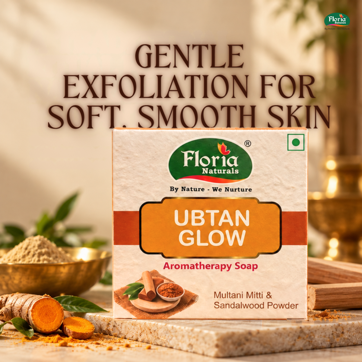 Ubtan Glow Aromatherapy Soap | TFM 80% | Mild Exfoliating. Brightening | Sulphate Free, 100g
