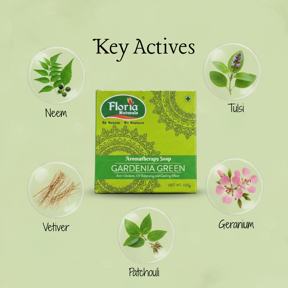 Gardenia Green aromatherapy soap by Floria Naturals, photo 6