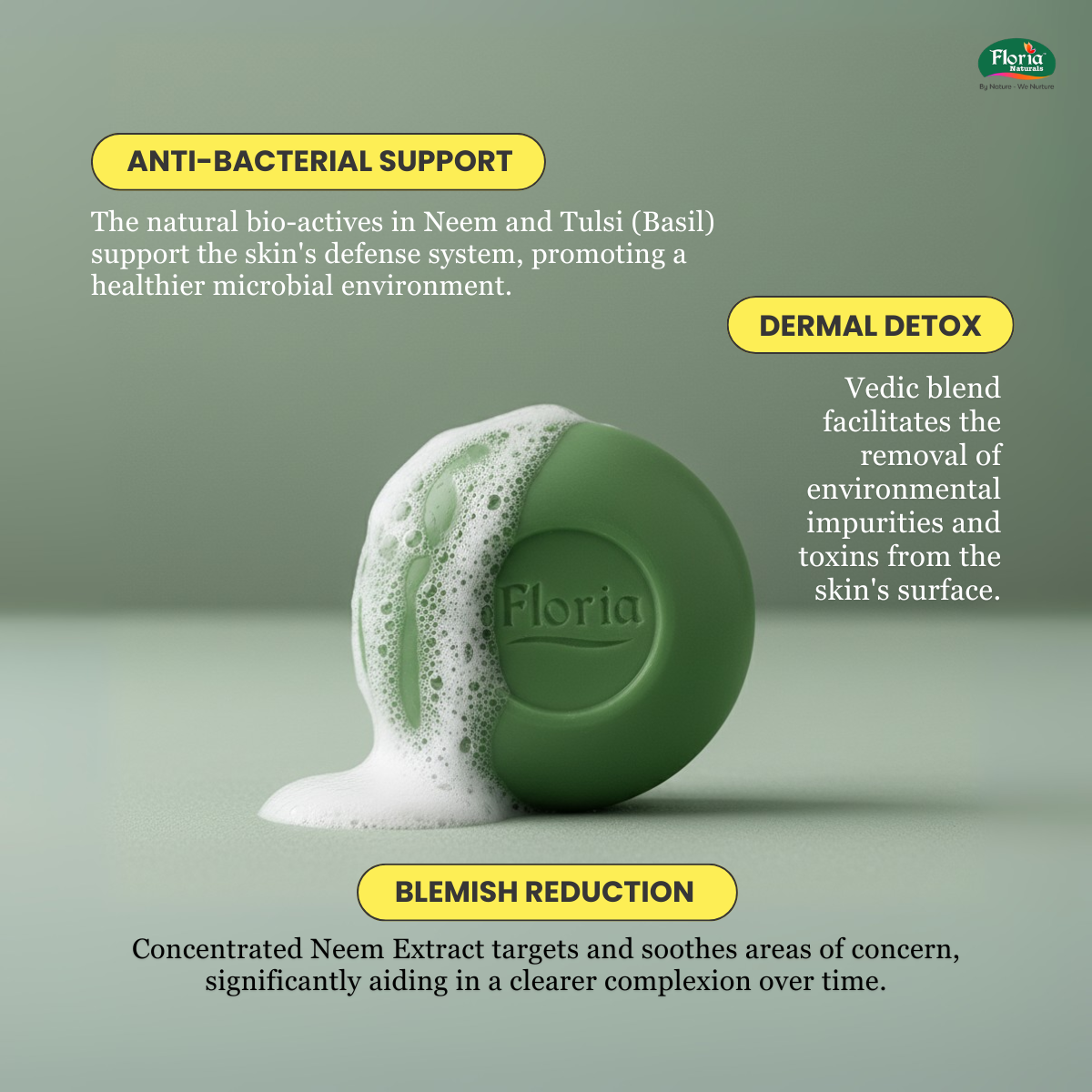 Neem Basil aromatherapy soap by Floria Naturals, photo 3