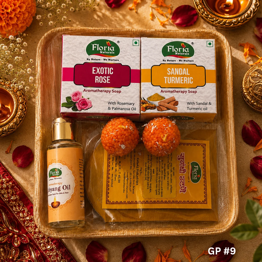 Floria Naturals Deepotsav Luxury Abhyanga Snaan Gift Set – Aromatherapy Soaps, Festive Hamper - GP#9