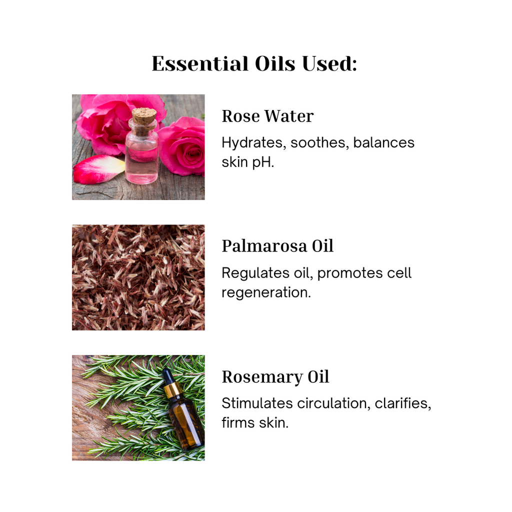 Key oils in Exotic Rose soap, infographic from Floria Naturals